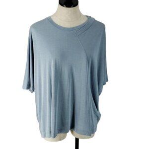 Freeloader Womens Oversized Asymmetrical Seamed Top Modal Blend Blue L